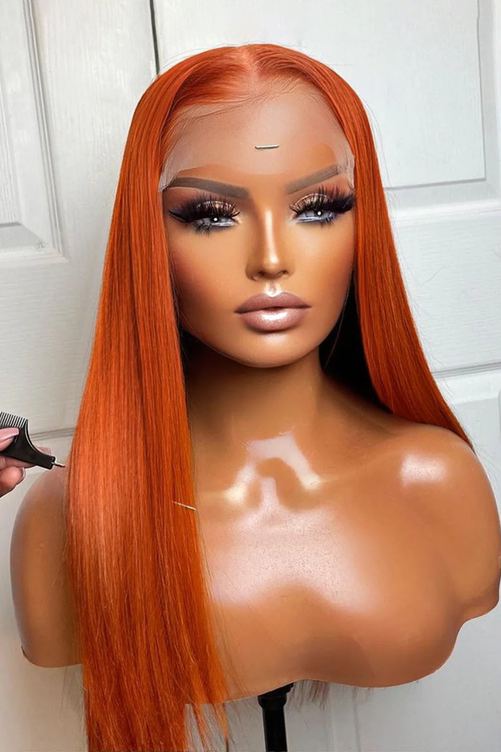 Straight Ginger Lace Front Wig with Transparent Lace â 200% Density