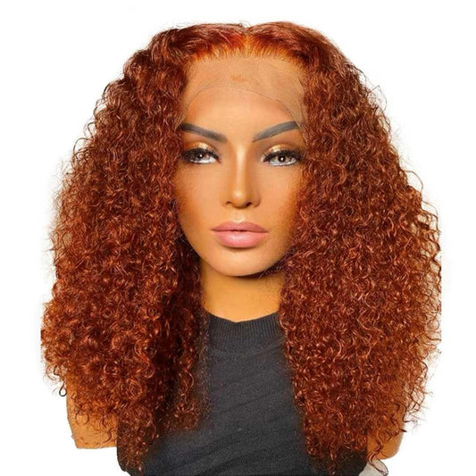 Ginger Deep Wave Lace Front Wig – 200% Density & Transparent Lace

